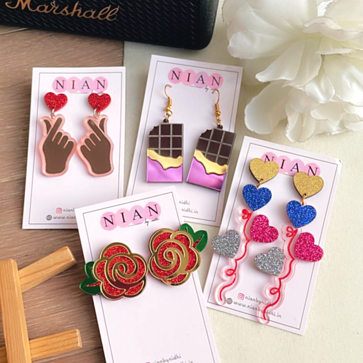 Sweethearts & Serenades Combo (Set of 4) - Nian by Nidhi - placed in a white and brown background