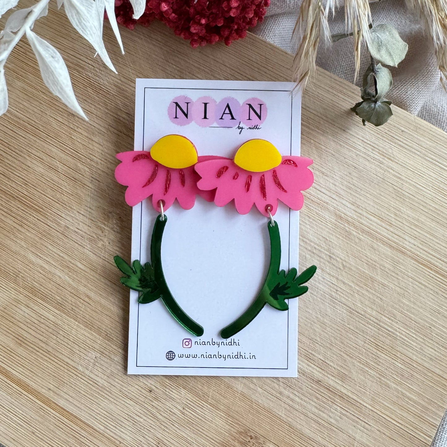 Pink Peony Danglers