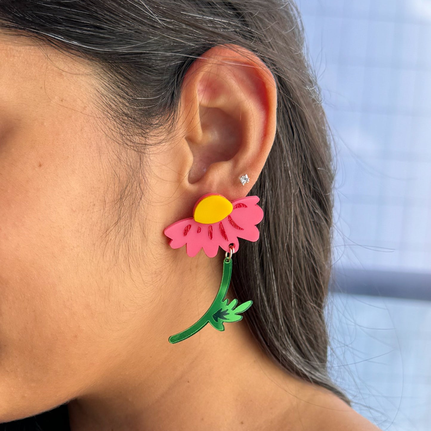 Pink Peony Danglers