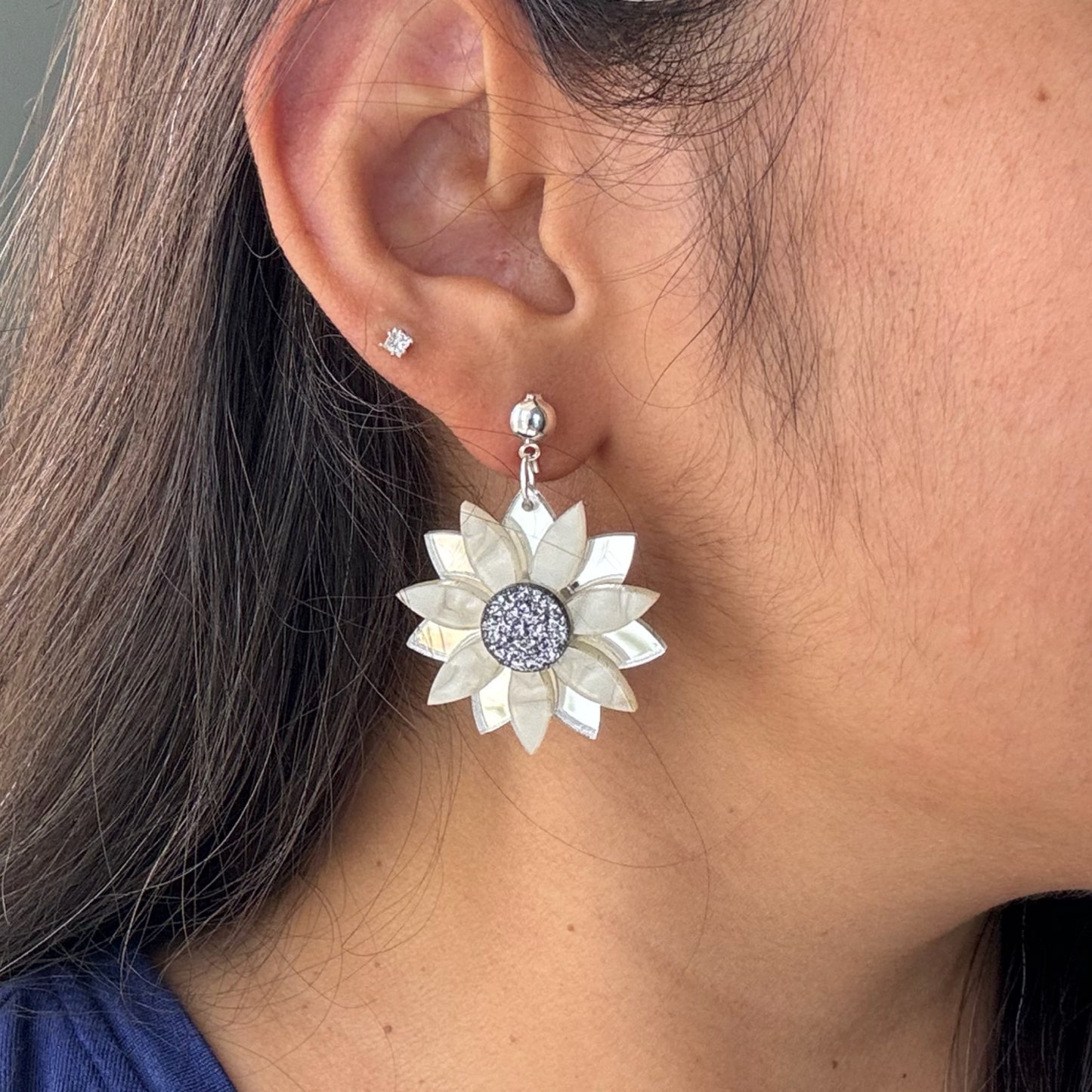 Sterling Sunflower Earrings