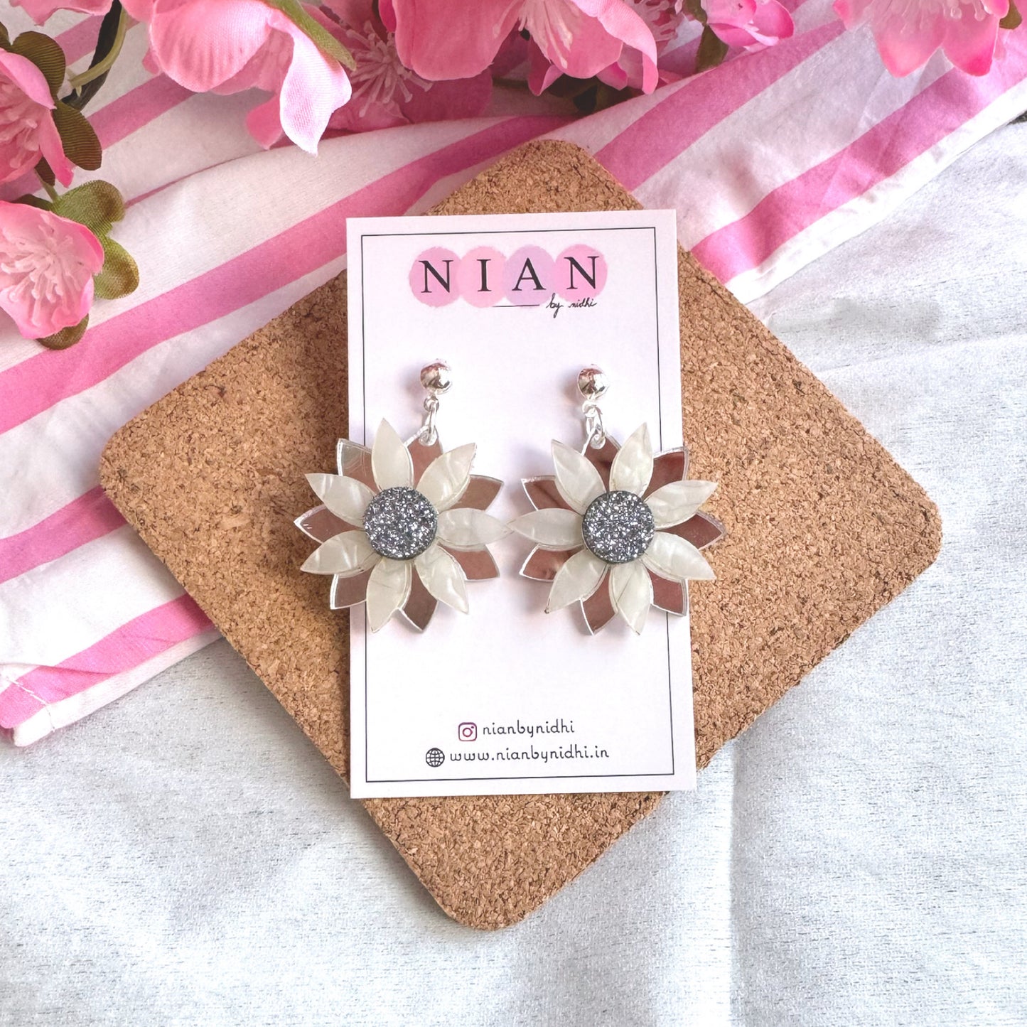 Sterling Sunflower Earrings