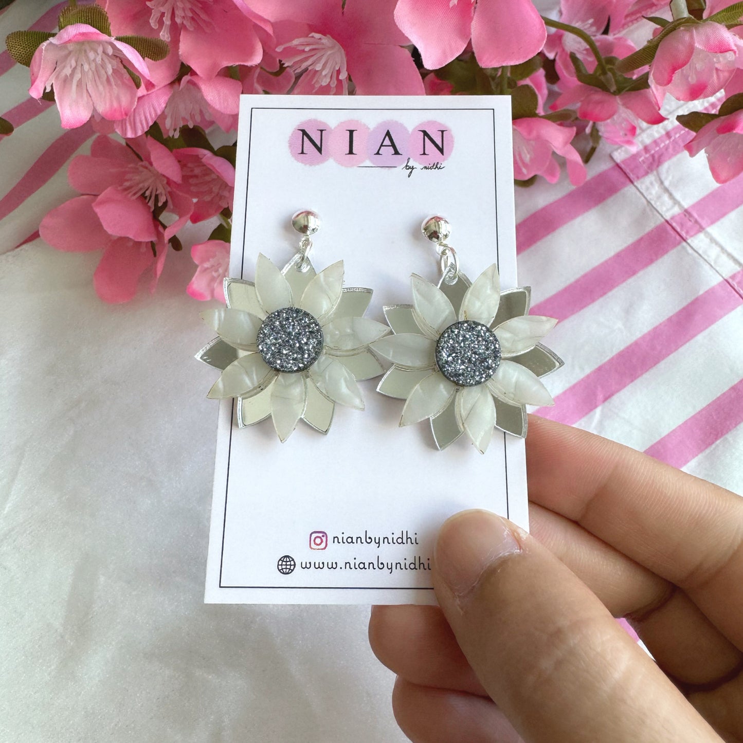 Sterling Sunflower Earrings