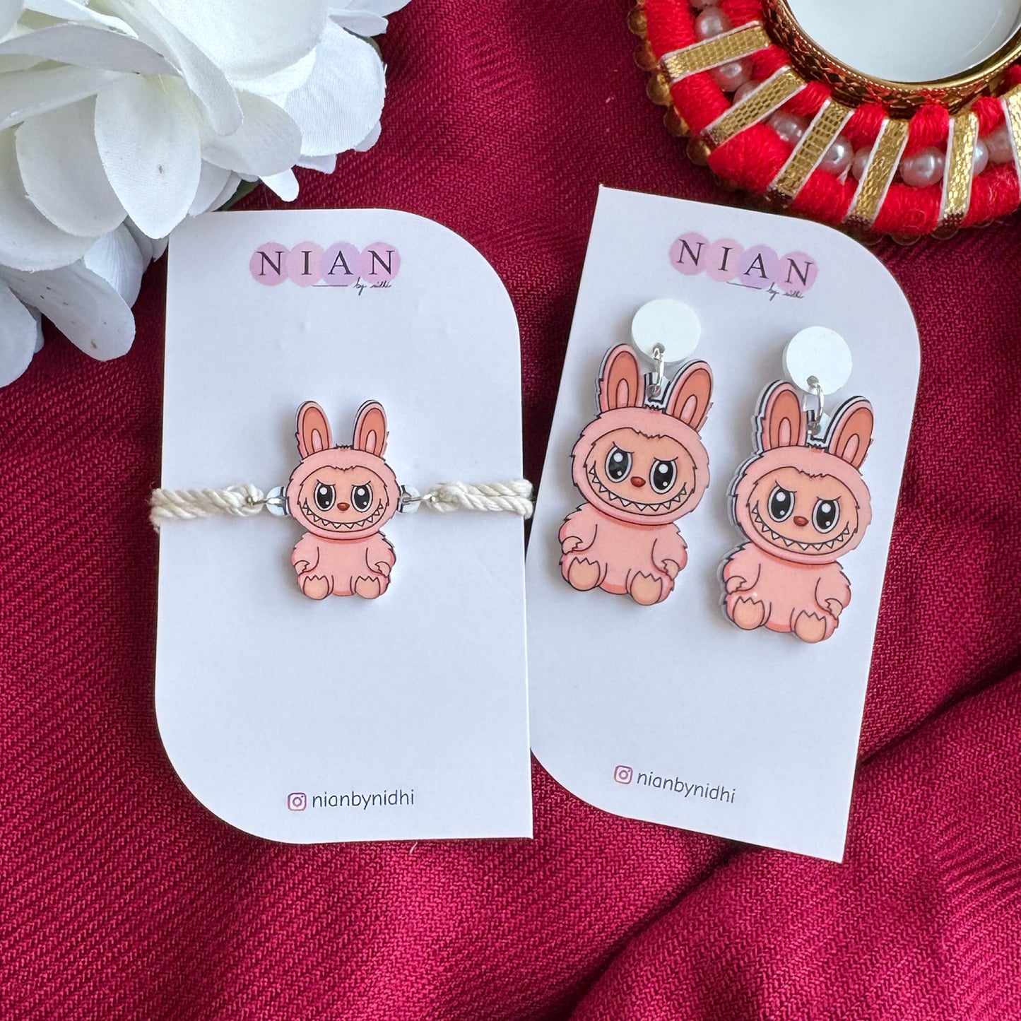 Labubu Rakhi + Earrings Combo