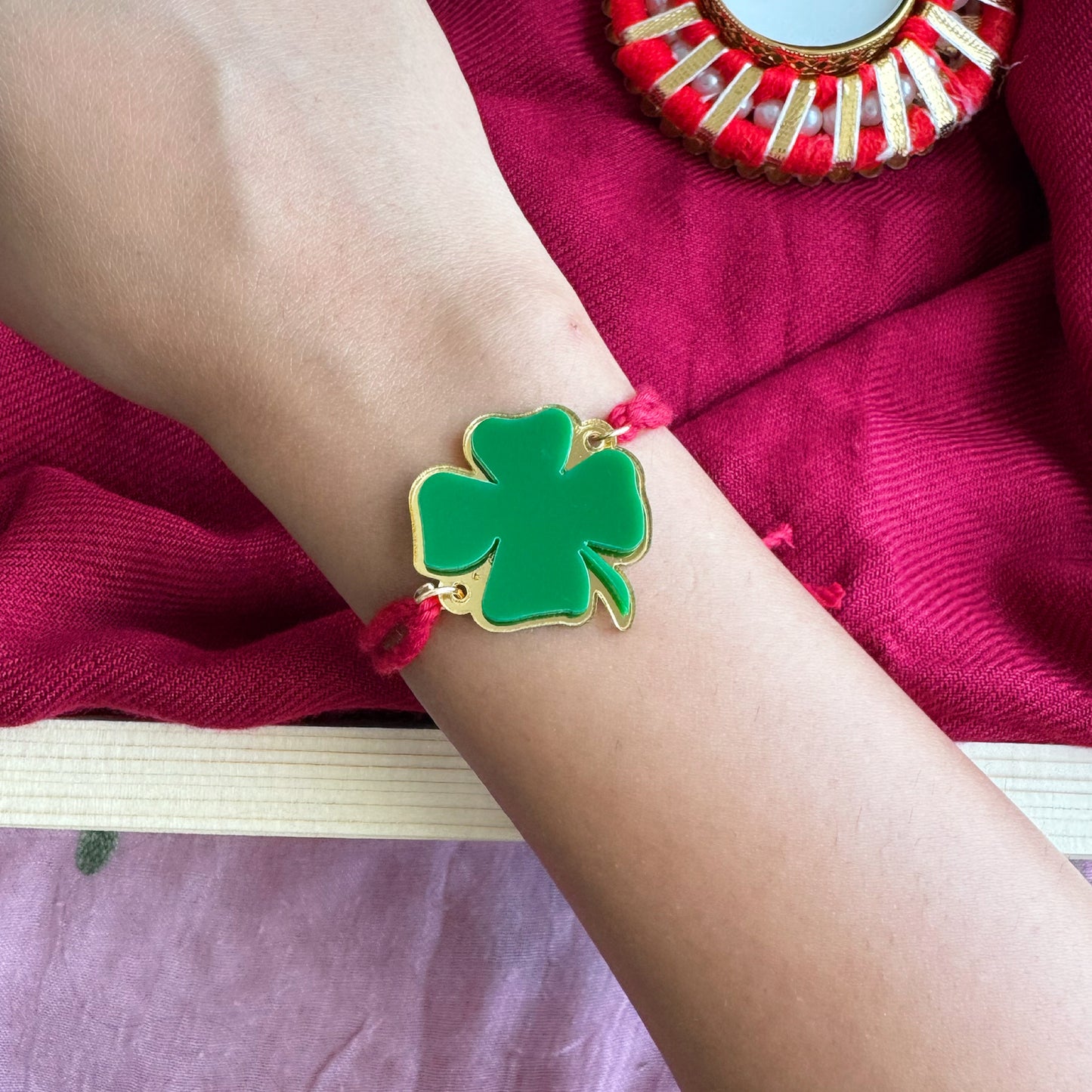Clover Rakhi + Earrings Combo