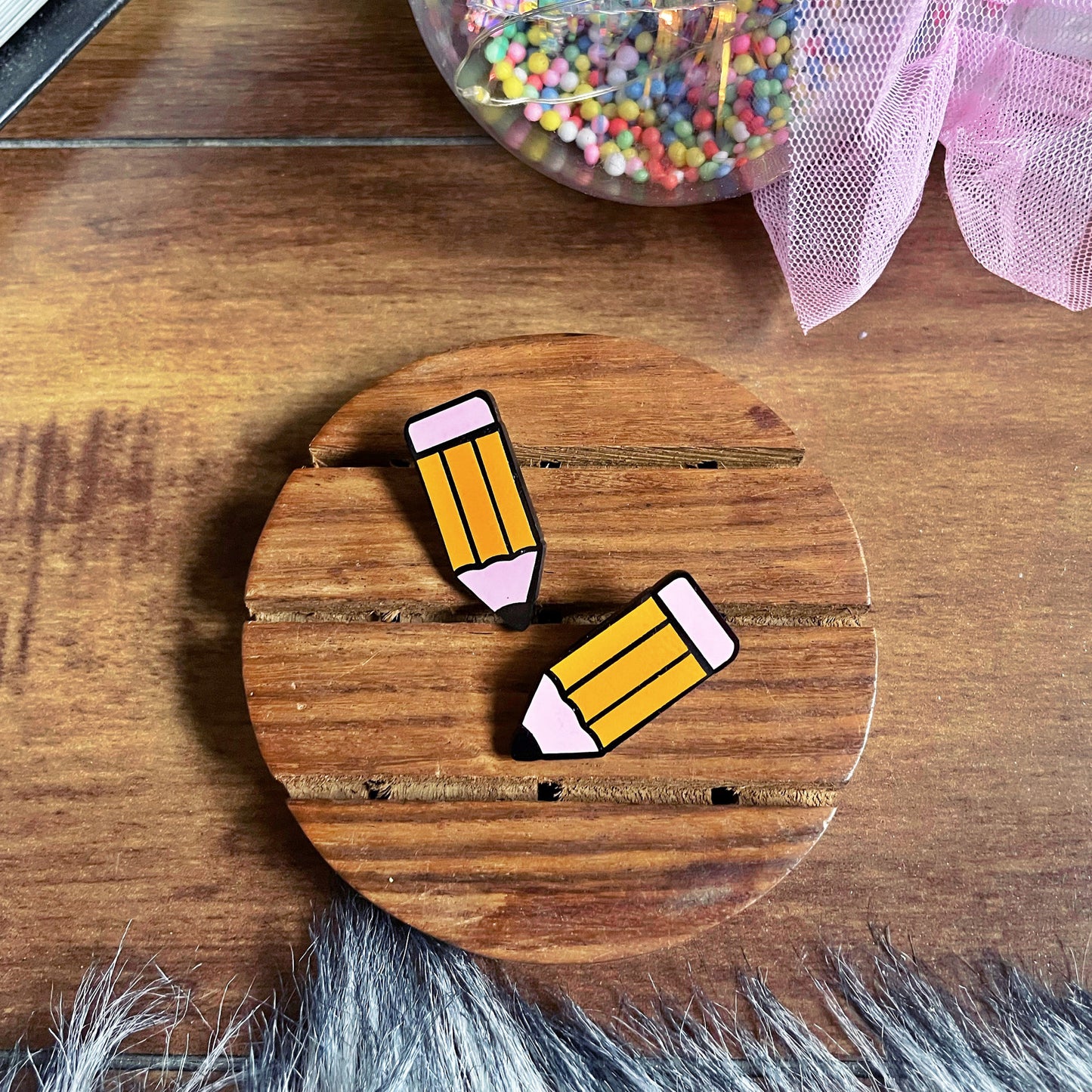 Pencil Studs - Multi-color - Nian by Nidhi - in a brown colorful background