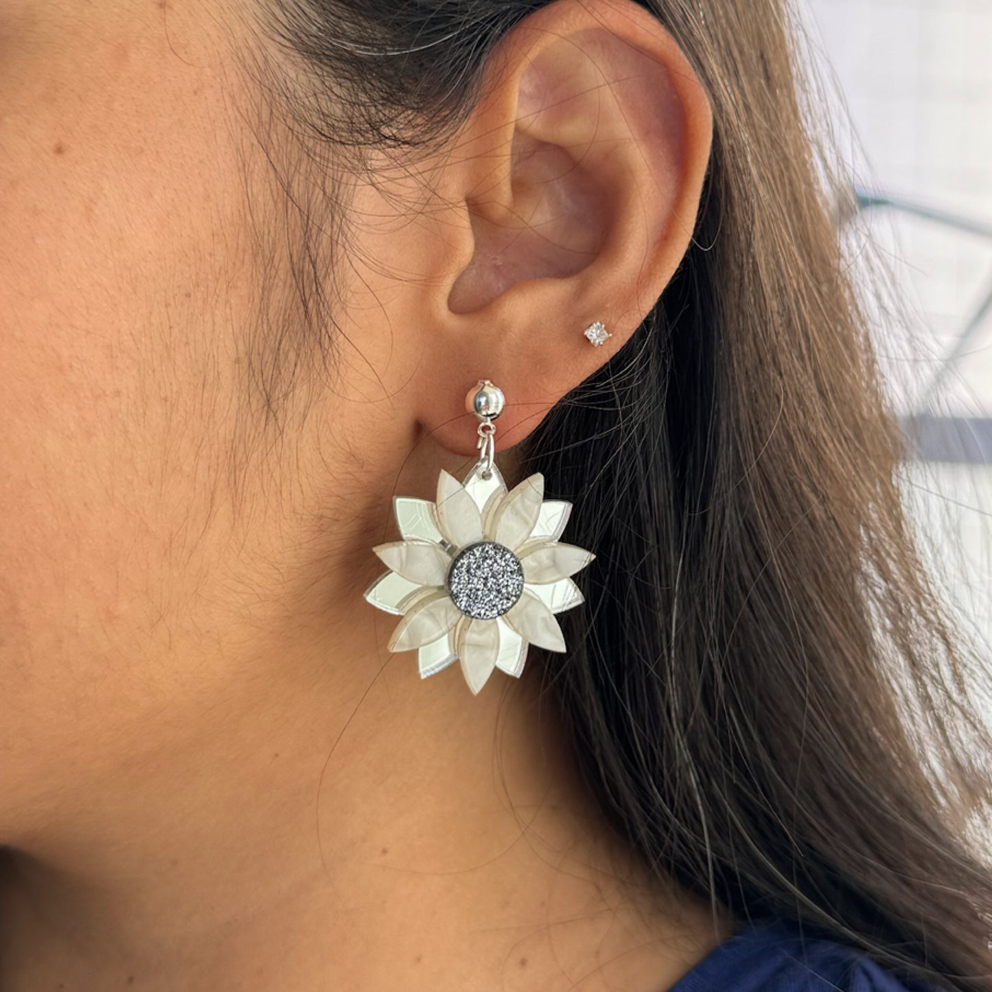 Sterling Sunflower Earrings