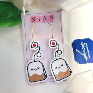 Tea Time Hoops - White, Black and Brown - Nian by Nidhi - placed in a white background