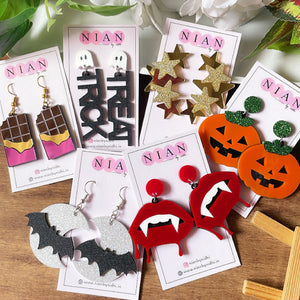 The Halloween Hamper (Set of 6) - Nian by Nidhi - consists 6 earrings - placed in a brown and white background