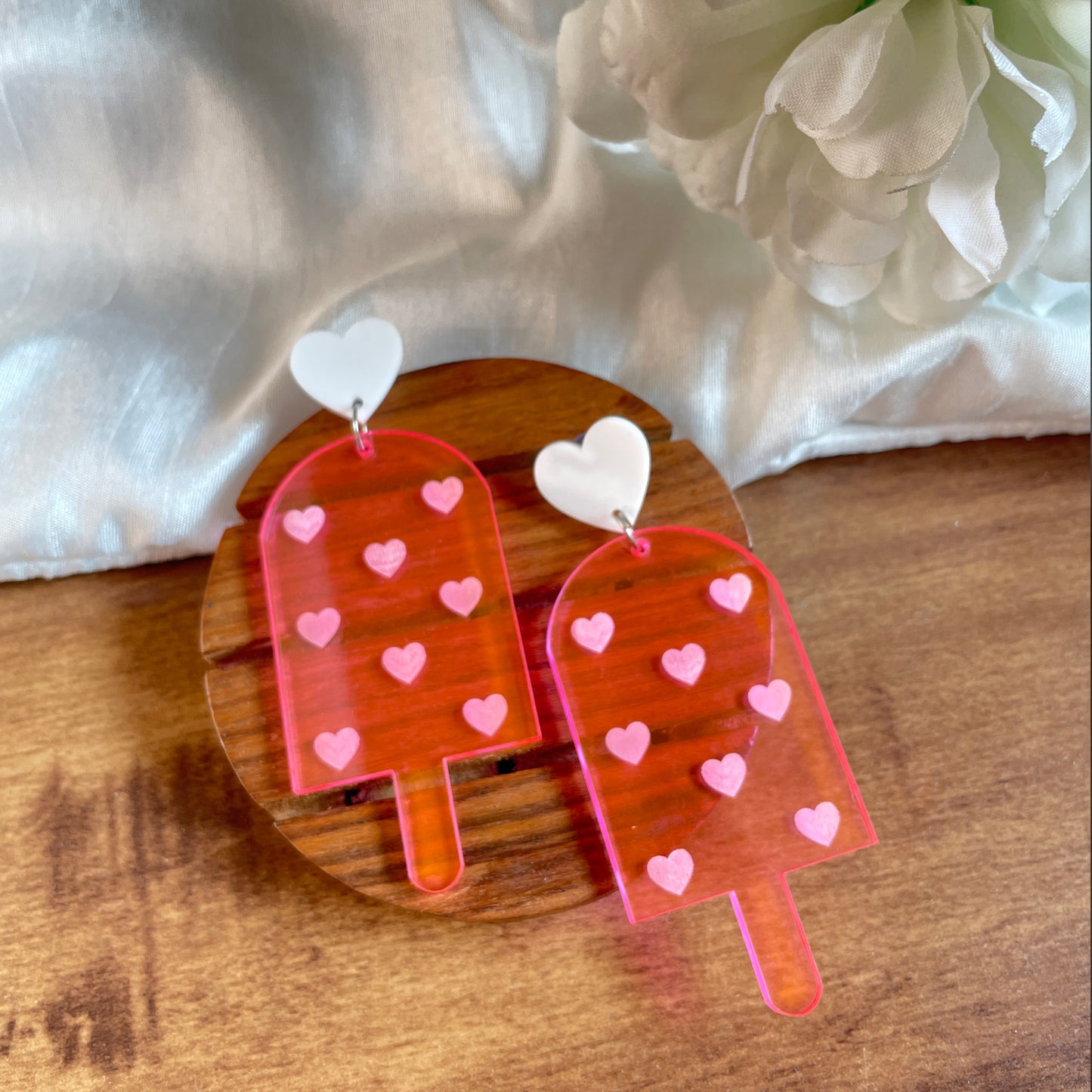 Candy Pop Earrings (Pink) - Nian by Nidhi - in a white and brown background