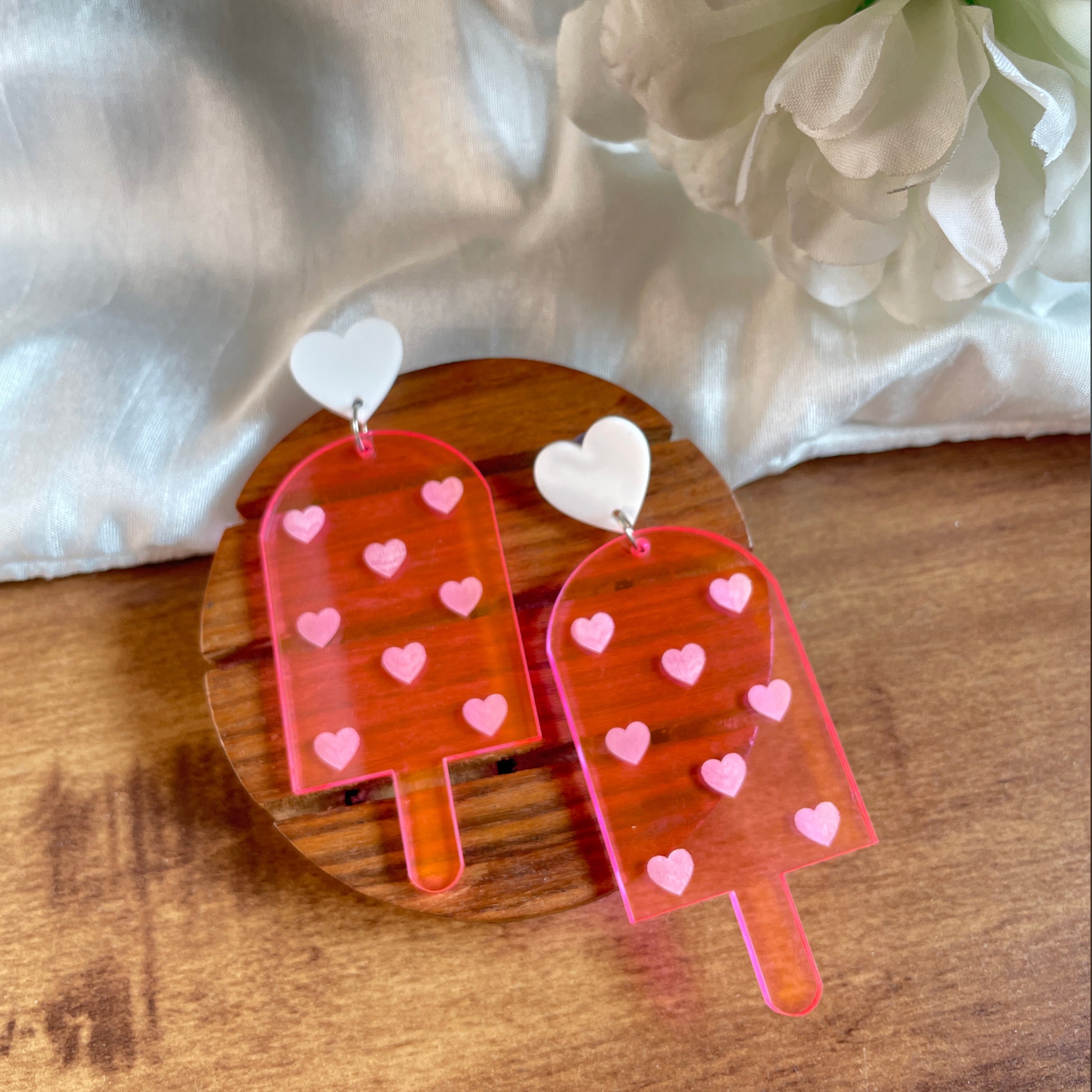 Candy Pop Earrings (Pink) - Nian by Nidhi - in a white and brown background