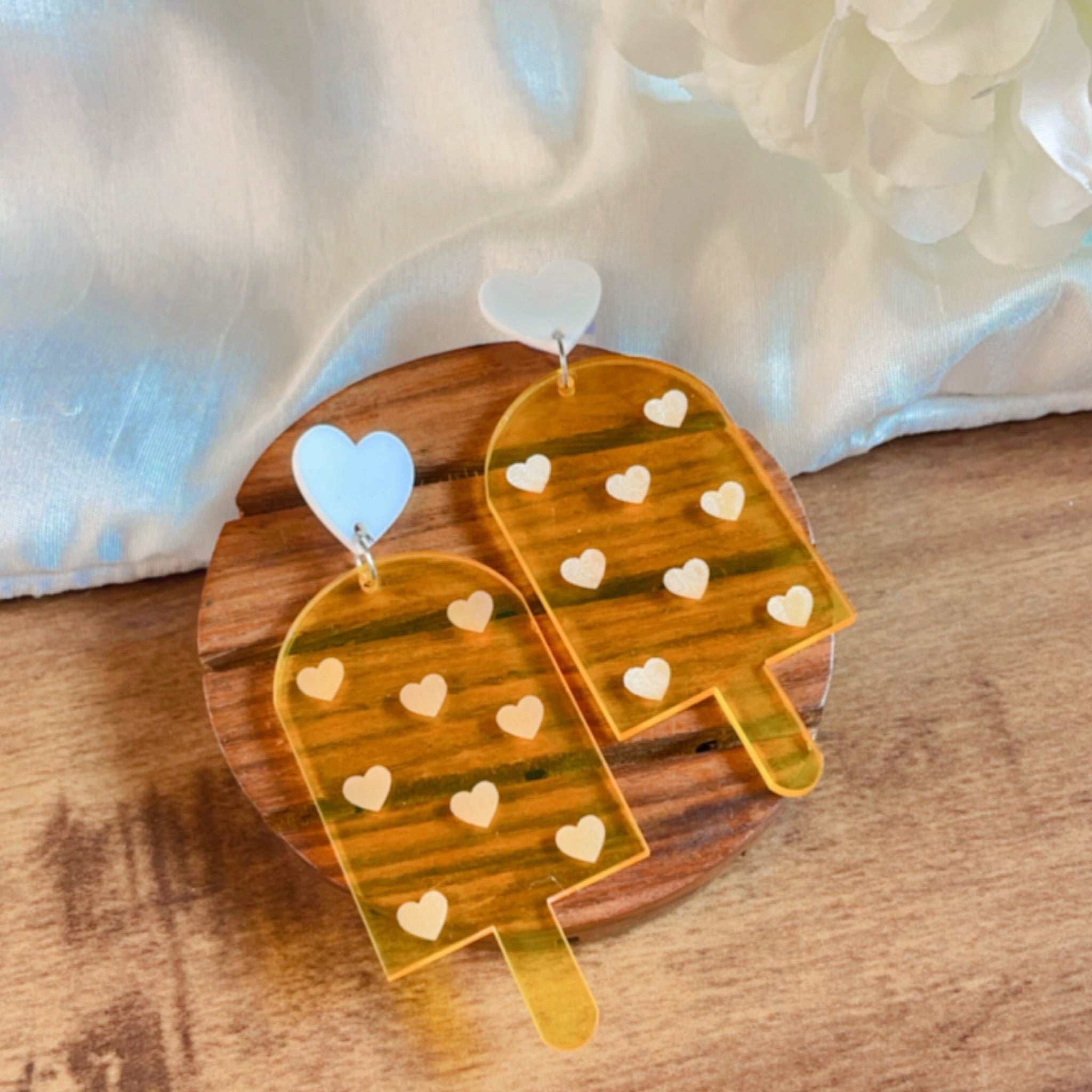 Candy Pop Earrings (Yellow) - Nian by Nidhi - in a white and brown background