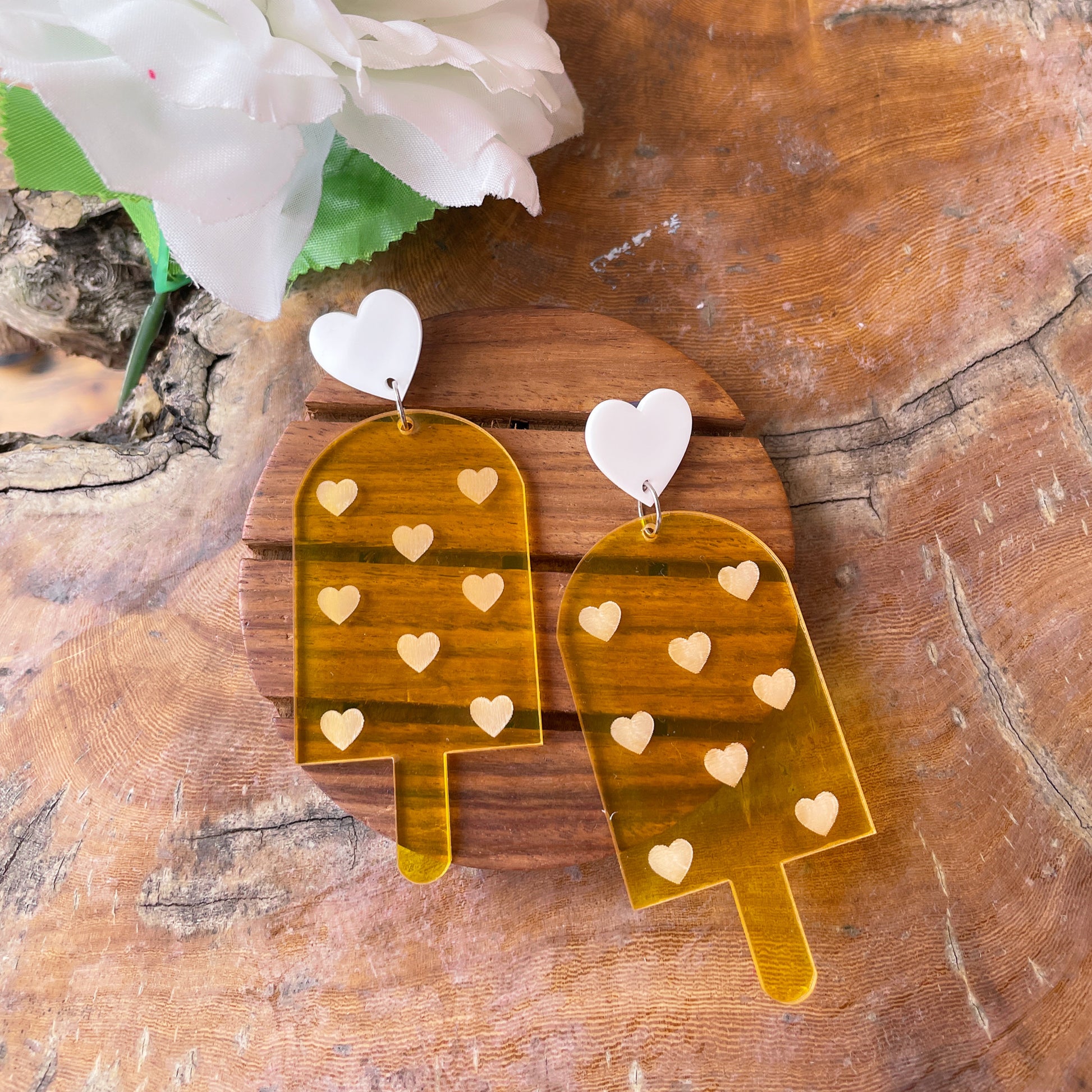Candy Pop Earrings (Yellow) - Nian by Nidhi - in a white and brown background