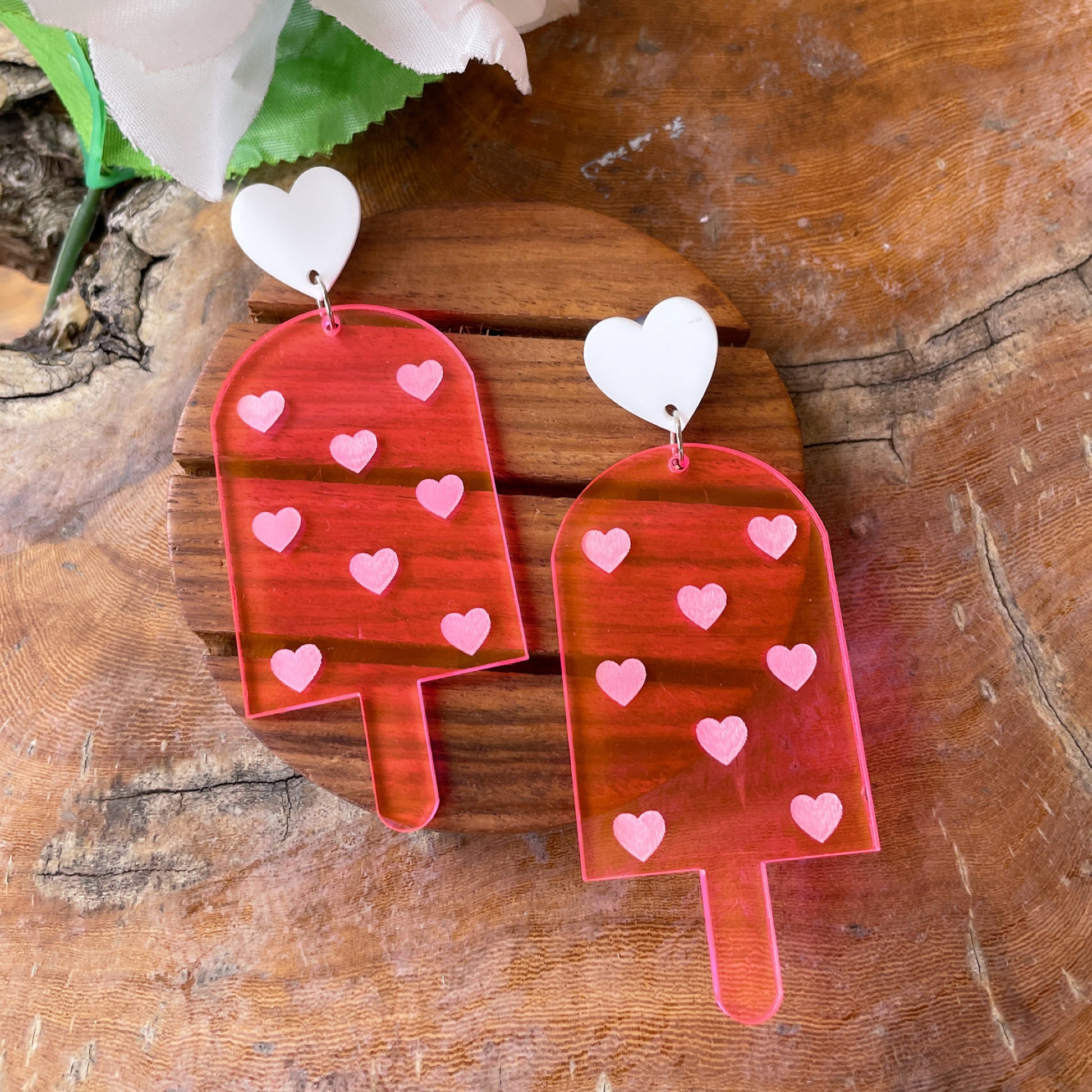 Candy Pop Earrings (Pink) - Nian by Nidhi - in a white and brown background