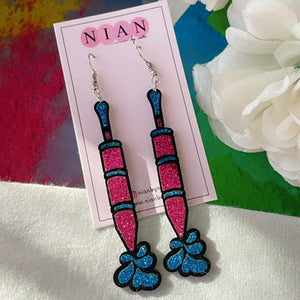 Rangon ki Pichkari Earrings - Shimmer Pink and Shimmer Blue