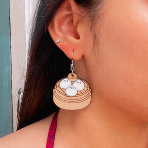 Momos Earrings - White and Brown - Nian by Nidhi - worn by a woman